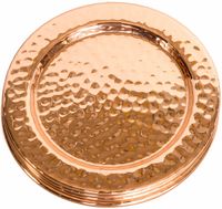 Assiette de service en cuivre martelé de luxe, ronde, en métal, sous-assiette pour décoration de mariage, vente en gros, plateau de service antique en or rose