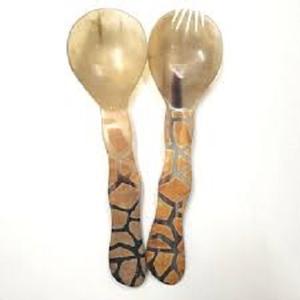 Top Trending HORN SALAD SERVER cuchara hecha a mano artesanía Material Natural cuerno ensalada servidor vajilla para fiesta Catering para la venta - Product Image 4