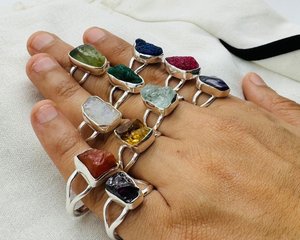 Bague en argent sterling 925 avec pierre brute, cristal naturel, bijoux faits à la main, cadeau pour elle - Product Image 5