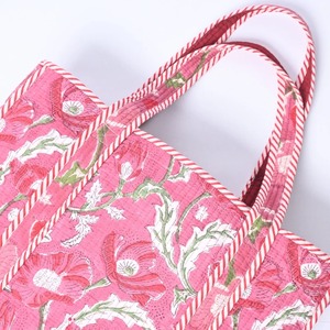 Bolsa de Mano de Tela de Algodón Estampada a Mano para Mujer, con Forro de Lona, Cierre de Cremallera, Diseño Vintage de Moda, para Viajes y Compras - Product Image 1