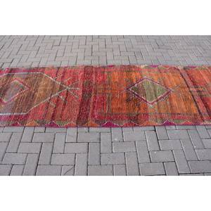Alfombra Étnica Vintage de Lana para Área Grande, Diseño de Retazos Rojo y Naranja, Respaldo de Látex, Rectángulo de 9x12 para Entrada, Cabecera, Modelo con Número - Product Image 3