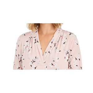 Top Asimmetrico con Scollo a V per Donna Charter Club, in Chiffon Traspirante con Logo Ricamato Floreale, Stile Casual, Rosa, Taglia XL - Product Image 2
