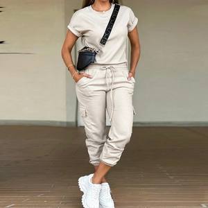 <b>Crop</b> <b>Top</b> and Wide Leg Flare Pants Tracksuit Two Piece Set Sweatsuit Women Fitting Comfy Jogger Set - Product Image 4