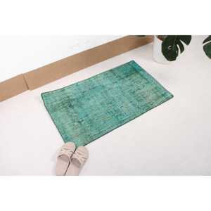 พรมวินเทจขนาด 1.9x3.3 ฟุต, พรมตุรกี, พรมขนสัตว์โมร็อกโกสีเขียว - Product Image 2