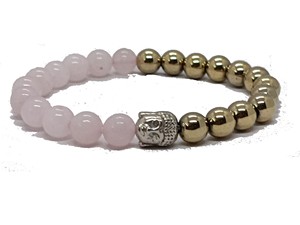High quality Pyrite Rose quartz Crystal Gemstone Bead Buddha Bracelet Fashion Charm Jewelry for Men Women for Energy Meditation - Product Image 3