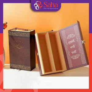 Boîte à vin en papier d'art de luxe personnalisable impression 4C revêtement en feuille d'or 3D UV taille du nouvel an 27x35x12 cm conçue pour la tequila au whisky - Product Image 3