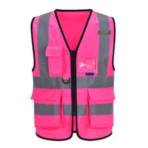 Chaleco de seguridad reflectante de alta visibilidad con cremallera, bolsillo para cinturón y mangas con marcadores, para construcción en carreteras - Product Image 3
