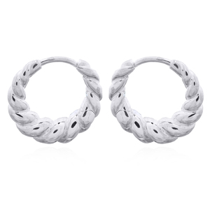 925 Sterling Silver Croissant Twisted Round <b>Hinged</b> Hoop Earrings for Women's Party & Gift Direct From Thailand Retailers - Product Image 1