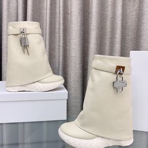 Produits phares en gros : Bottines à talon compensé Shark Lock pour femme, bout rond, mode automne-hiver - Product Image 3