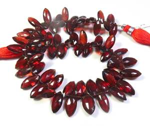 ลูกปัดพลอยโกเมน Mozambique 100% 11X5-13X6มม. ลูกปัดสีแดงโกเมนแอฟริกันเส้น9" - Product Image 5