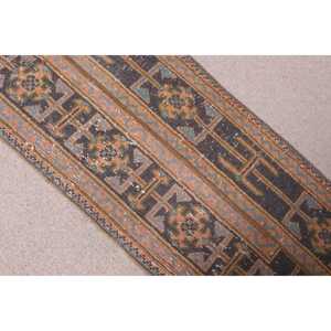 1.6x3.4 ft Turkish Vintage Patchwork Rug Eco-Friendly <b>Brown</b> <b>Wool</b> Rug with Latex Backing Small Rug - Product Image 4
