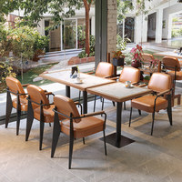 Ensemble de tables et chaises de restaurant modernes, fauteuils rembourrés avec pieds en métal pour café, bistrot, salon de thé, mobilier commercial