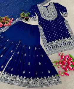 Trending Office Wear Ensemble de pantalons Kurti en lin avec motifs géométriques modernes et ensemble de travail en pierre avec design imprimé contemporain - Product Image 3