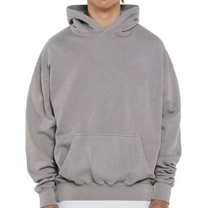 เสื้อฮู้ดปักลายไซส์ใหญ่พิเศษสำหรับฤดูหนาวใส่ได้ทั้งชายและหญิงผ้าเฟรนช์เทอร์รี่สีเทา - Product Image 5