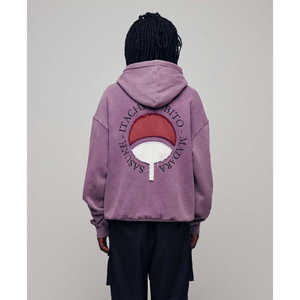 Sudadera con Capucha Gráfica de Naruto Uchiha, Color Morado, Informal, para Invierno, Felpa Francesa, Tallas XS-XXS, Etiqueta Personalizada, Temporada de Otoño, Bordada - Product Image 1