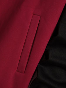 Venta caliente de alta calidad personalizada Varsity chaqueta con capucha cuello alto con expresión estampado Colorblock y hombro caído - Product Image 6