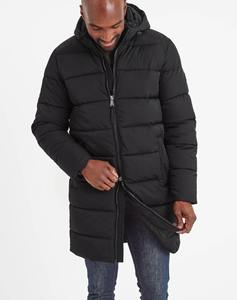 Chaqueta de invierno de Color negro con protección contra la lluvia ligera de Material de algodón 100%, chaqueta acolchada larga con dos cremalleras para hombre - Product Image 3