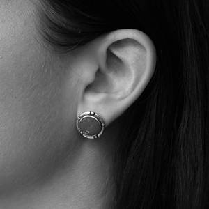 Boucles d'oreilles clous tendance en argent sterling 925 massif avec pierre d'abalone, coquille Pauaa et design à surface plate - Product Image 2