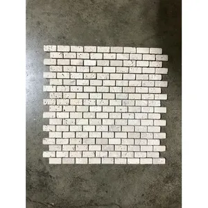 Nocce Cream travertino 12x12 mosaico de azulejos para remodelación de paredes interiores y exteriores Función de ladrillo refractario caja de 5 - Product Image 1