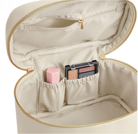 Tas Kosmetik Travel Portabel Kapasitas Besar Logo Kustom Ritsleting Ganda Kulit PU Tas Makeup Fashion untuk Wanita