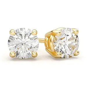 Boucles d'oreilles en or blanc et rose 10 carats avec diamants de laboratoire Bijoux de mariage et de fête à la mode pour elle - Product Image 1