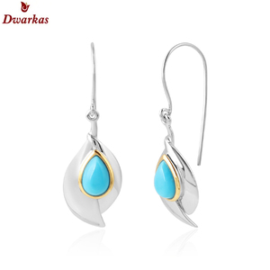 Pendientes de Plata de Ley 925 con Piedras Preciosas Turquesa Teñida en Bisel, Venta Directa de Fábrica al por Mayor - Product Image 3