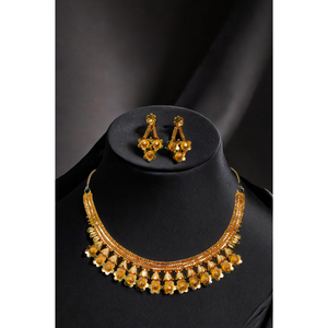 Conjunto de pendientes de collar hecho en India con conjunto de pendientes de collar de diseño único chapado en oro de 22 quilates para mujer, joyería - Product Image 1