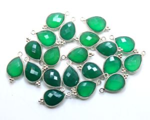 925 Sterling Silver 10X14MM Green Onyx Faceted Pear Shape <b>Pendant</b> Bezel Setting for Engagement Anniversary Party Jewelry Making - Product Image 1