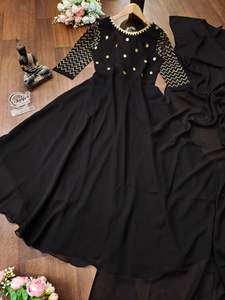 Vestido largo con combinación de colores para hombre y mujer, traje con estampado de Kurti, traje de Anarkali Kurti, hecho a mano, compra del fabricante Gujarat - Product Image 4