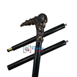 Canne de marche pliable en bois noir vintage, faite à la main, durable, avec poignée en laiton, design Art Déco, décoration d'intérieur et d'extérieur, cadeau - Product Image 4