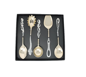 Juego de servidor de ensalada de acero inoxidable hecho a mano, juego de 6 piezas, diseño de mango elegante pulido con espejo plateado a precios asequibles - Product Image 5