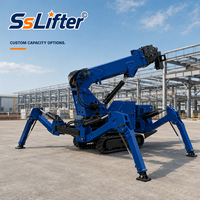 Grue araignée télescopique avec châssis compact sur chenilles pour l'installation de vitrages en intérieur, la maintenance des bâtiments et le levage d'équipements