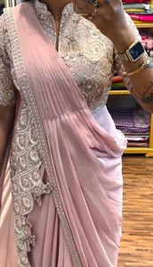 Ready-to-Wear Modern Silk 5.5 MTR Long Indian Saree <b>Beautiful</b> Koti Blouse Wrinkle-Free Party Wear Indo-Western Cultural - Product Image 6