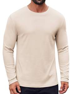 T-shirt à manches longues décontracté pour homme en coton gaufré 100% personnalisé en gros, respirant, écologique, super doux - Product Image 6