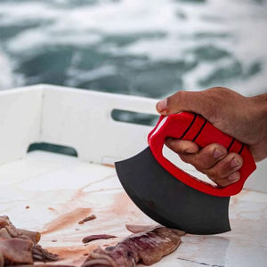 มีดสแตนเลสดามัสกัสเหล็กอูลูแฮนด์เมดใช้งานหนักมีดเชฟมือจับไม้สำหรับงานตัดหนักอาหารจานด่วนสำหรับเตรียมอาหารมือขวา - Product Image 4