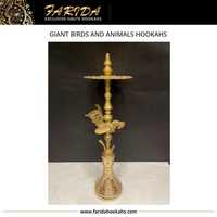 Cachimbas Farida de Lujo con Diseño Único, Cachimba Gigante Egipcia de Latón Macizo con Forma de Aves y Animales, 85-100cm, Florero de Vidrio, Shisha para Fumar, Edición Limitada