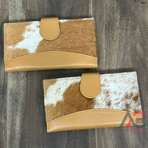 Nueva Cartera de Cuero Vacuno con Pelo 2025, Cartera de Mano para Mujer, Estilo Occidental, Cuero Genuino, Cartera Bifold Multiusos de Diseñador - Product Image 1