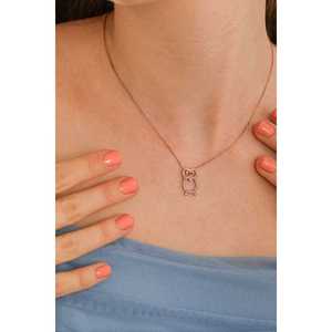 Collar de Plata de Ley 925 con Diseño de Búho, Engastado en Bisel, Bañado en Rodio, Oro Rosa, Diamante, Zirconia, Perla, Joyería Cristiana de Moda, Bisel de Platino - Product Image 1