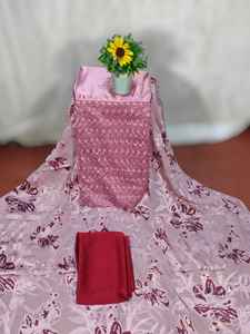 Tela Fransawi Dirac con Cuentas de la Mejor Calidad, Diseño Floral Jacquard, Base Verde Oliva Vibrante, Algodón-Poliéster, Vestido para Niñas - Product Image 3