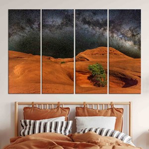 Tableau imprimé sur toile : vue nocturne sur le désert, décoration de paysage élégante, lot de 4 toiles - Product Image 1