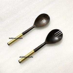 Ensaladera de Madera de Acacia Estilo Americano con Mango de Mimbre Tejido a Mano, Utensilio de Cocina Ecológico de Color Natural - Product Image 6