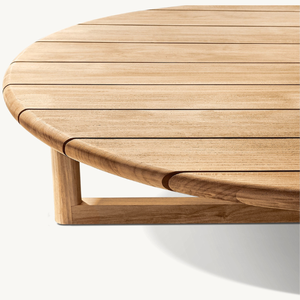 โต๊ะกาแฟทรงกลมสำหรับใช้ในร้านอาหารหรือคาเฟ่กลางแจ้ง ดีไซน์เรียบง่ายทันสมัย ผลิตจากไม้สักที่ทนทาน - Product Image 5