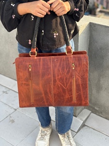 Artisan Crafted Premium Cowhide Fur Leather Soft Handle <b>Tote</b> <b>Bag</b> Back Double Pocket Handcrafted Spacious Stylish Shoulder <b>Bag</b> - Product Image 5