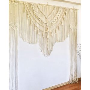 Handmade Bohemian Curtain for Living Room Rattan Wall Hanging Abstract Art <b>Decor</b> Wedding Wall Backdrop for Home Restaurant Use - Product Image 1