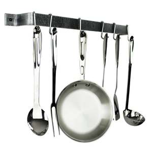 Support mural en acier pour casseroles, poêles et couvercles, avec crochets pour ustensiles, organisateur de cuisine. - Product Image 2