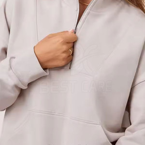 Sweat-shirt demi-zip pour femmes Pull avec col haut Léger Respirant Workout Top Sale - Product Image 3