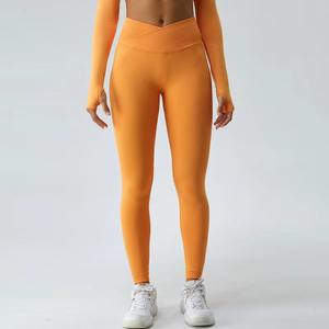 Leggings pour femmes de haute qualité nouveau Style vêtements de Fitness taille moyenne fermeture élastique motif solide quantité minimale de commande bas - Product Image 3