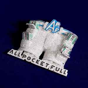 Meilleur pendentif en diamant micro-pavé hip-hop pour homme, argent fin 925 avec breloques 'All Pocket Full' pour un cadeau de vœux - Product Image 2