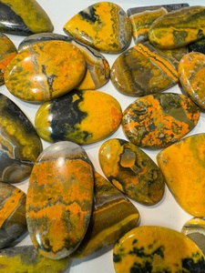 Taille libre Bumble Bee Jasper Cabochon Pierres Précieuses Naturelles Lâche Ovale Coupe De L'Inde 8mm De Hauteur - Product Image 3