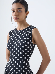 Robe trapèze noire à pois - Product Image 2